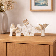 Hestia Wood Effect Resin Bee Ornament - Happy