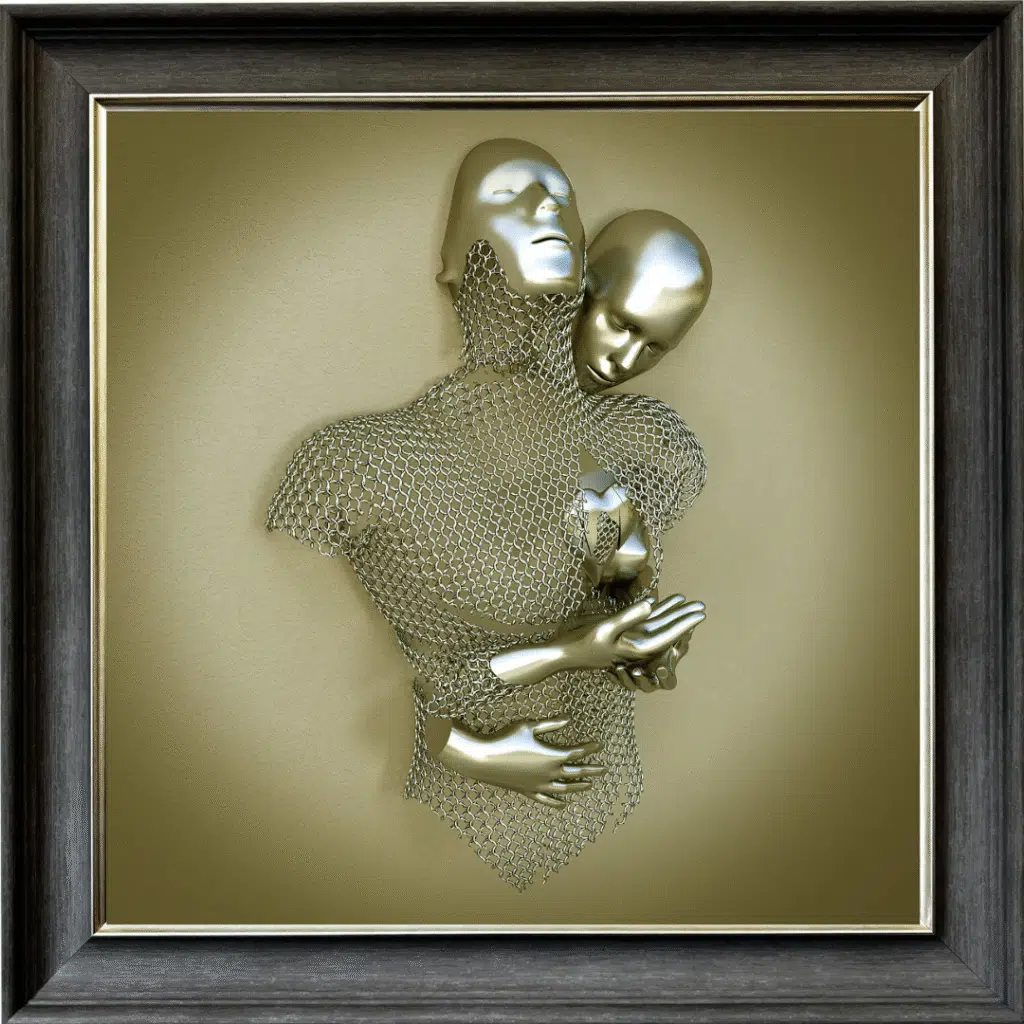 Chained Lovers Gold - Framed Wall Art