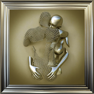 Chained Embrace Gold  - Framed Wall Art