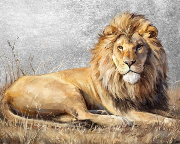 Canvas Oil Laying Lion