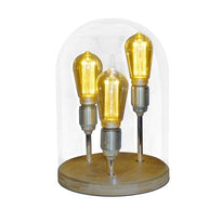 Glass Dome Table Lamp Bamboo Base Triple