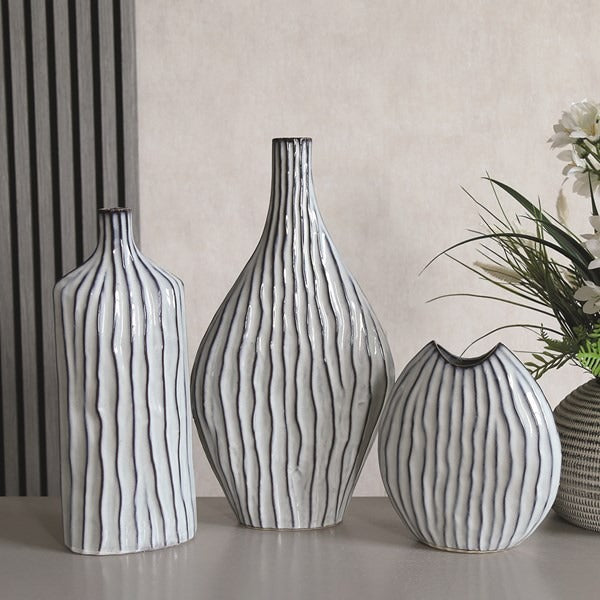 Monochrome Stripe Bottle Vase
