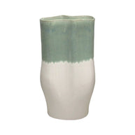 Sage Green and White Fluted Vase