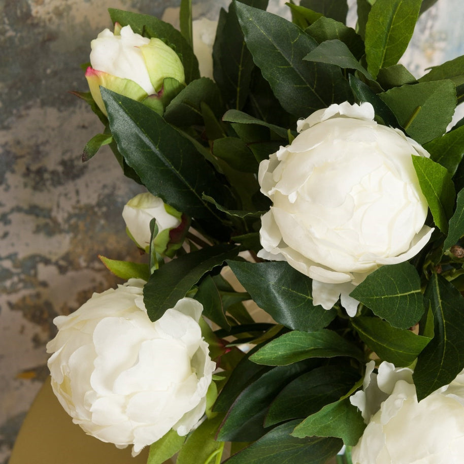 Faux White Peonies in Globe
