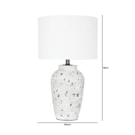 Grey and Antique Black Polyresin Table Lamp with White Linen Shade