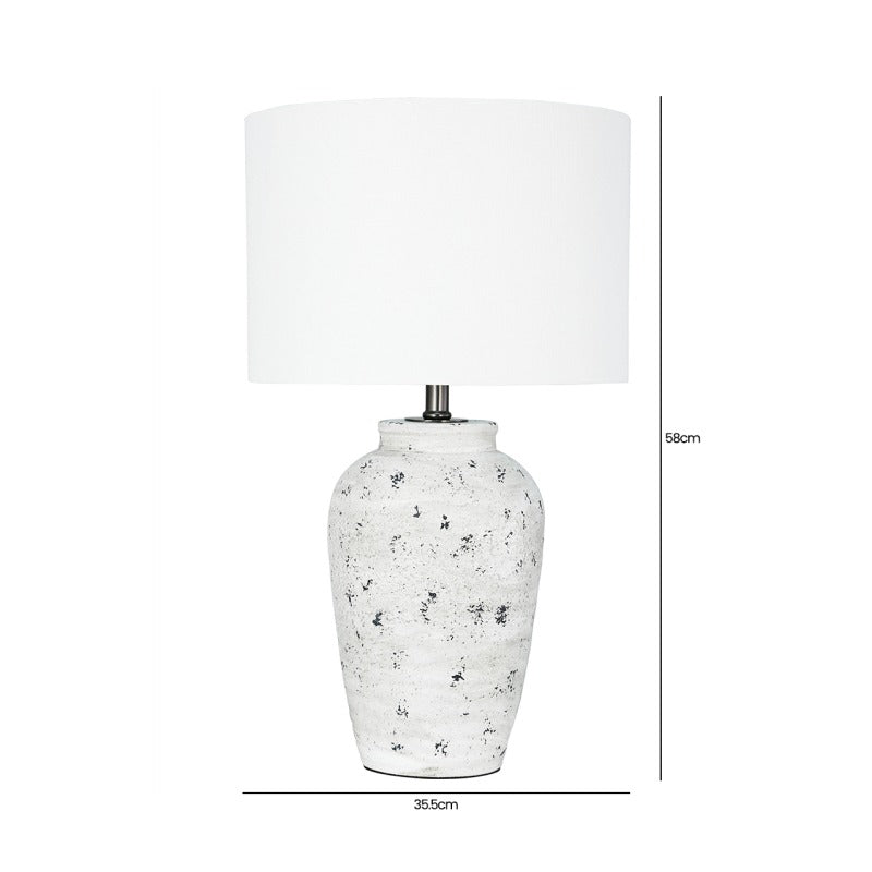 Grey and Antique Black Polyresin Table Lamp with White Linen Shade