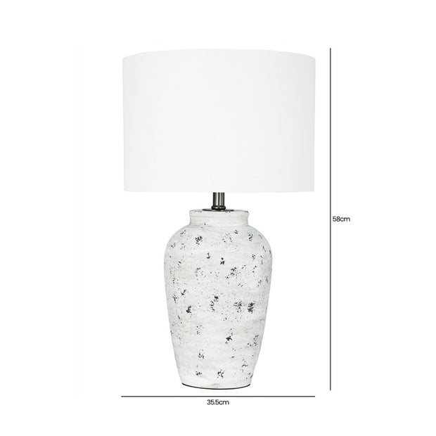 Grey and Antique Black Polyresin Table Lamp with White Linen Shade