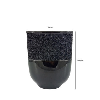 Black Glitz and Glaze Vase