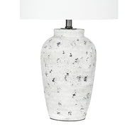 Grey and Antique Black Polyresin Table Lamp with White Linen Shade