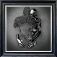 Chained Embrace Charcoal - Framed Wall Art