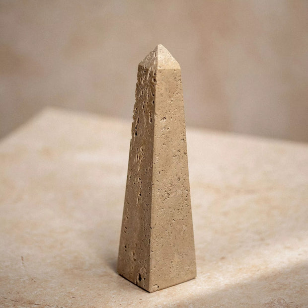 Hestia Travertine Obelisk - 20cm