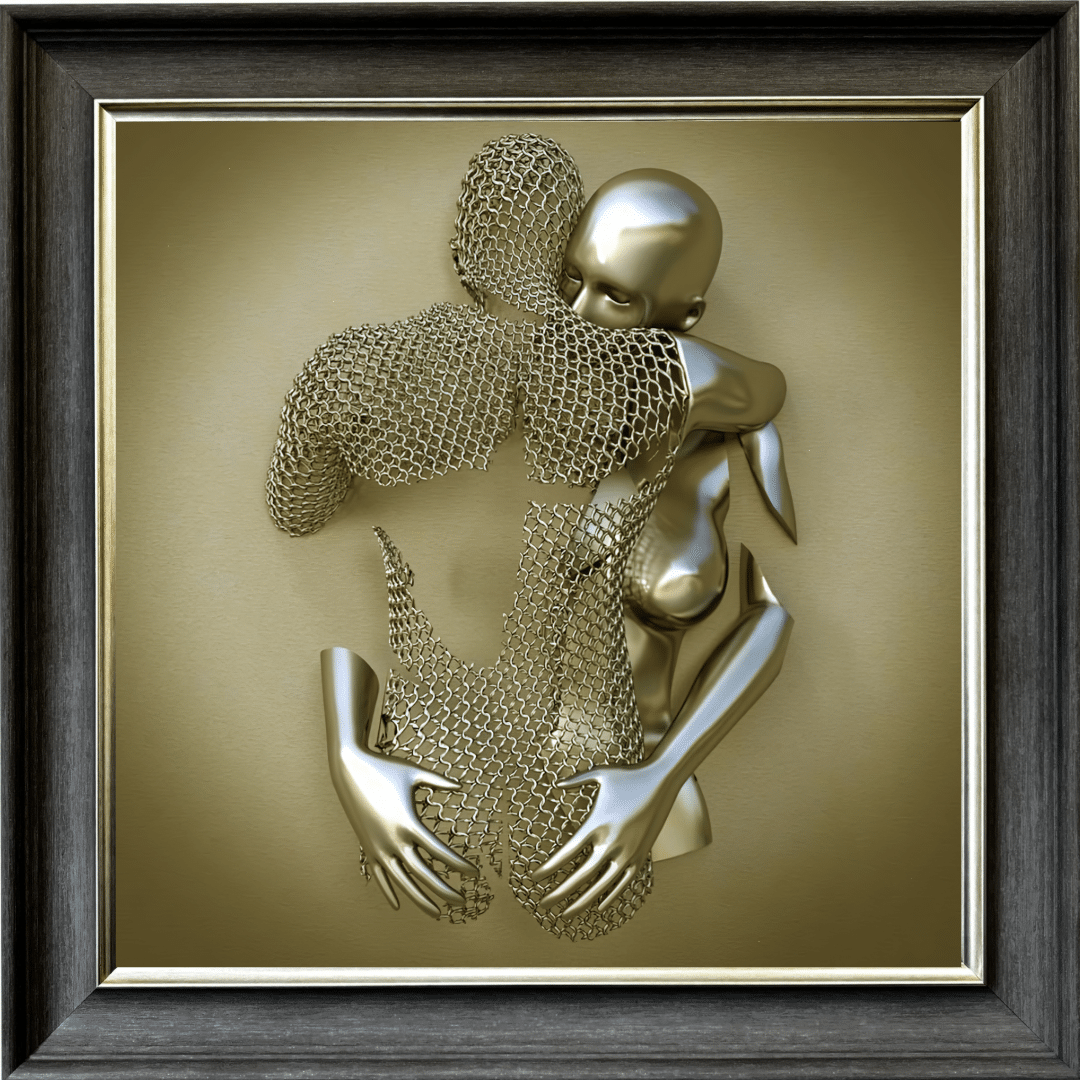 Chained Embrace Gold  - Framed Wall Art