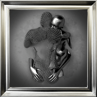 Chained Embrace Charcoal - Framed Wall Art