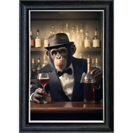 Monkey Bartender - Framed Animal Wall Art