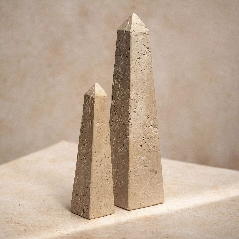Hestia Travertine Obelisk - 20cm