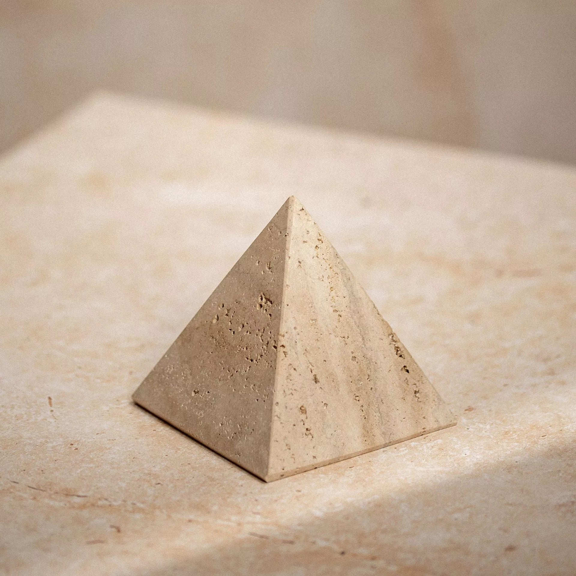 Hestia Travertine Pyramid - 10cm
