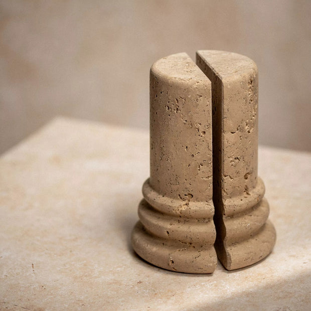 Hestia Travertine Column Bookends