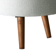 White Boucle Storage Bench in Wooden Legs