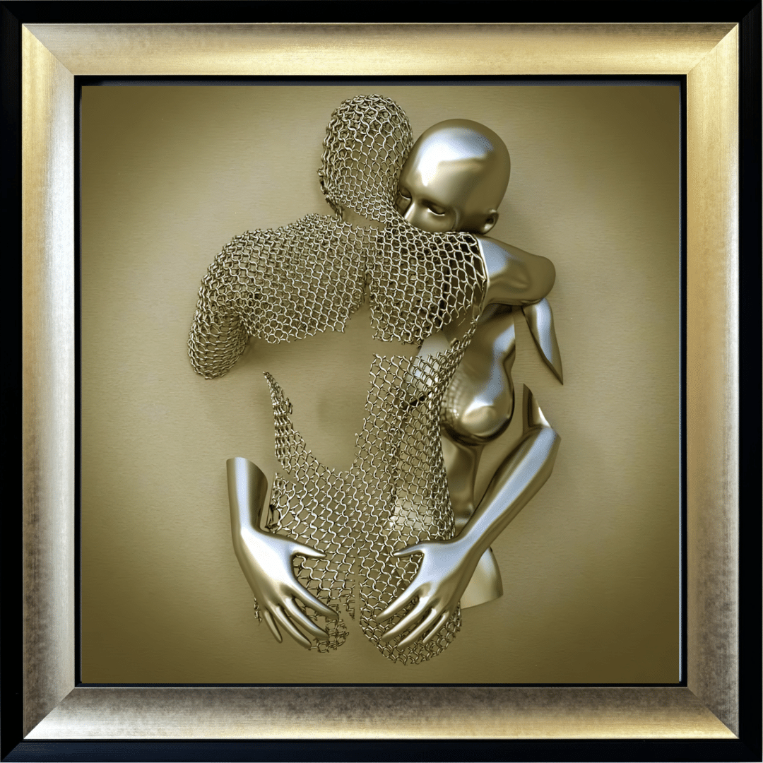 Chained Embrace Gold  - Framed Wall Art