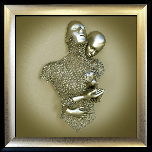 Chained Lovers Gold - Framed Wall Art