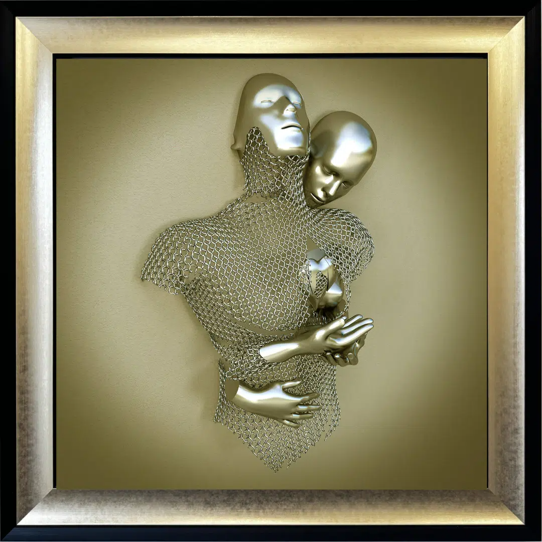 Chained Lovers Gold - Framed Wall Art