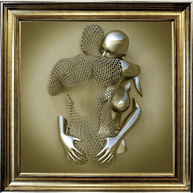 Chained Embrace Gold  - Framed Wall Art