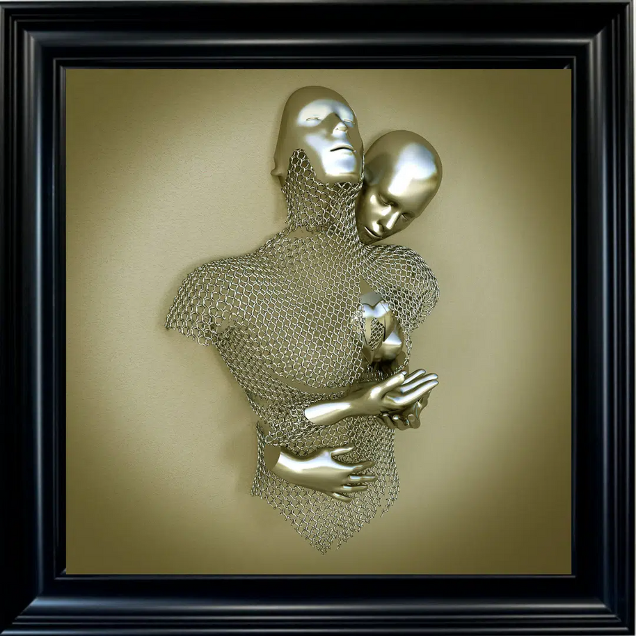 Chained Lovers Gold - Framed Wall Art