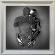 Chained Embrace Charcoal - Framed Wall Art