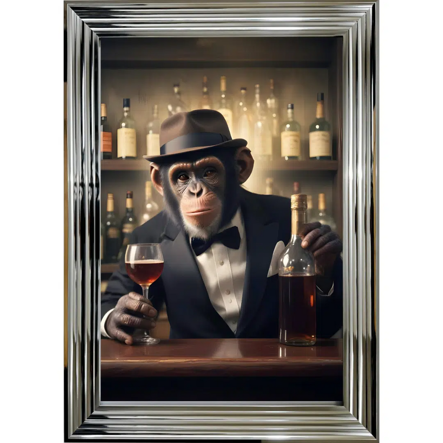 Monkey Bartender - Framed Animal Wall Art