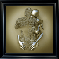 Chained Embrace Gold  - Framed Wall Art