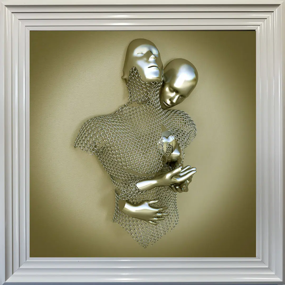 Chained Lovers Gold - Framed Wall Art