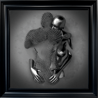 Chained Embrace Charcoal - Framed Wall Art