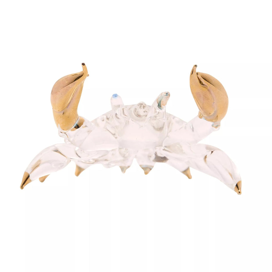 Glass Figurine - Clear & Gold Crab 5cm