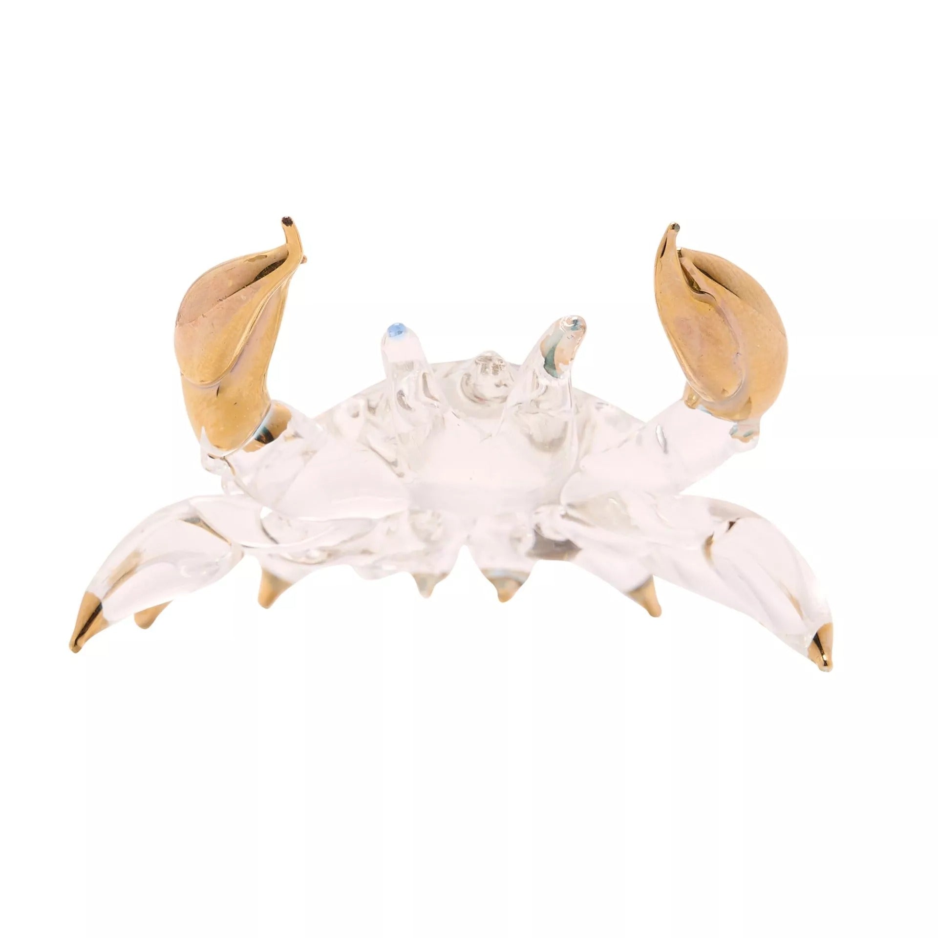 Glass Figurine - Clear & Gold Crab 5cm
