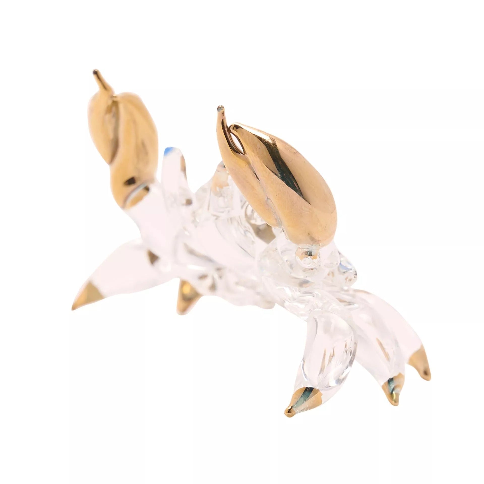 Glass Figurine - Clear & Gold Crab 5cm