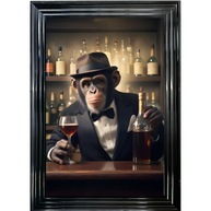 Monkey Bartender - Framed Animal Wall Art
