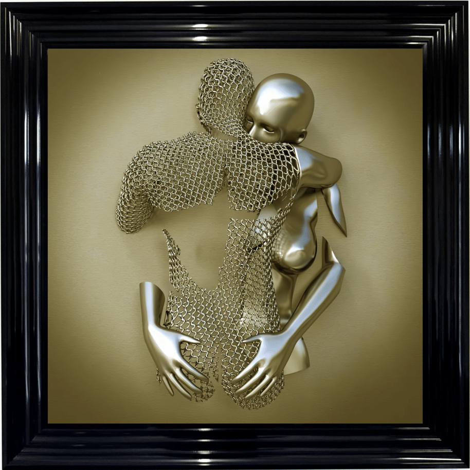 Chained Embrace Gold  - Framed Wall Art