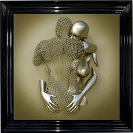 Chained Embrace Gold  - Framed Wall Art