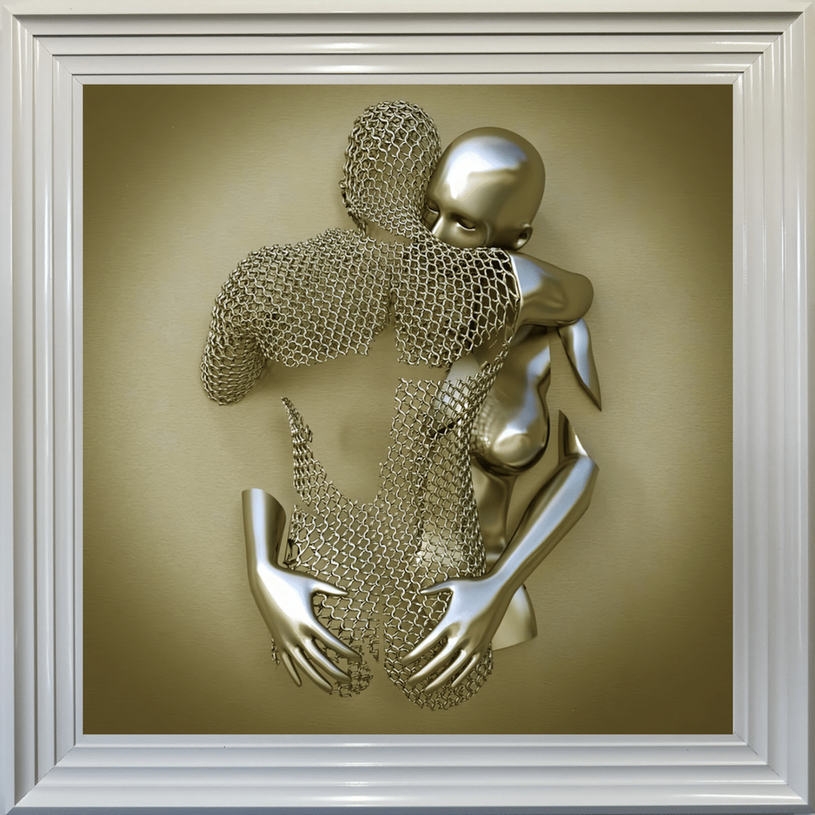 Chained Embrace Gold  - Framed Wall Art
