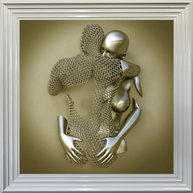 Chained Embrace Gold  - Framed Wall Art