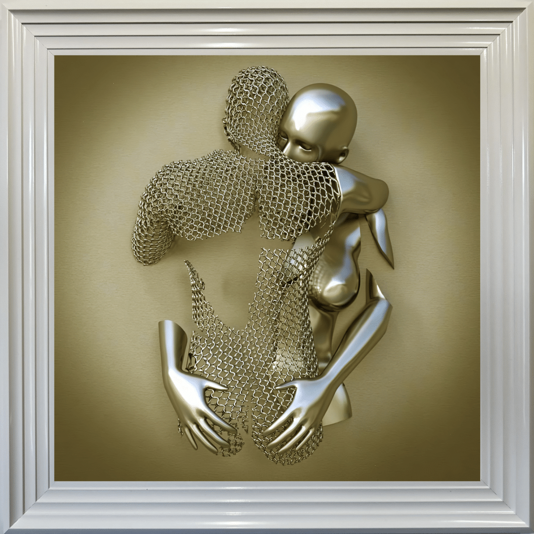 Chained Embrace Gold  - Framed Wall Art