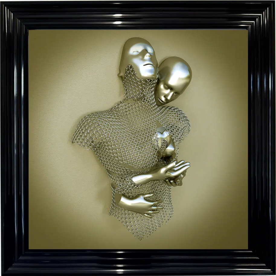 Chained Lovers Gold - Framed Wall Art