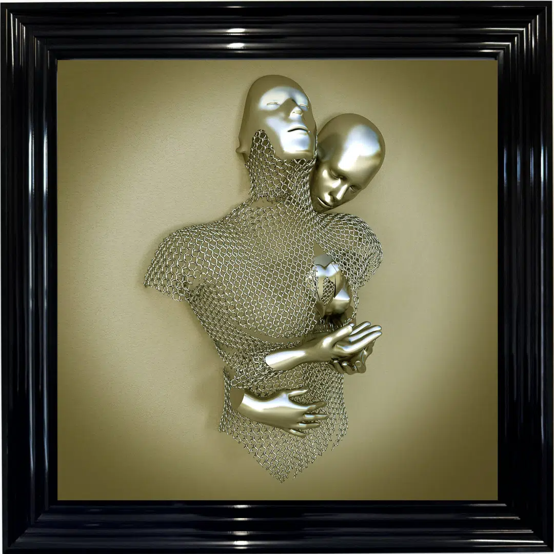 Chained Lovers Gold - Framed Wall Art