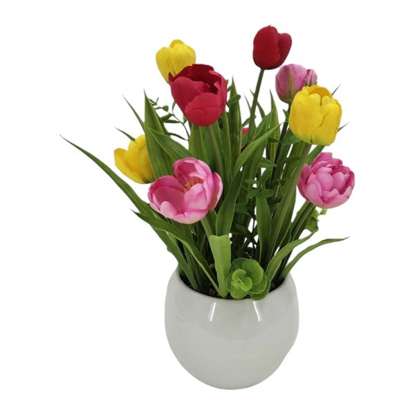 Tulips In Ceramic Pot